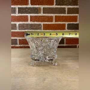 Bohemian Lead‎ Crystal Cut Glass 4 1/2" Bowl Pinwheel Footed